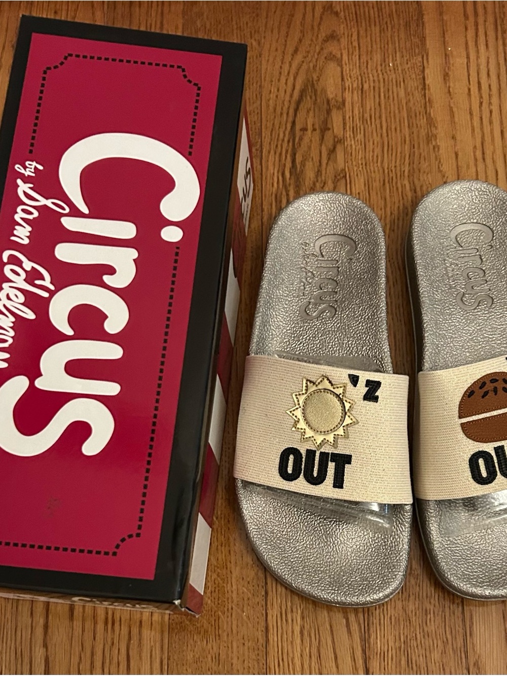 Circus by Sam Edelman Silver Slide Sandals - SunzOut' Buns Out Graphic